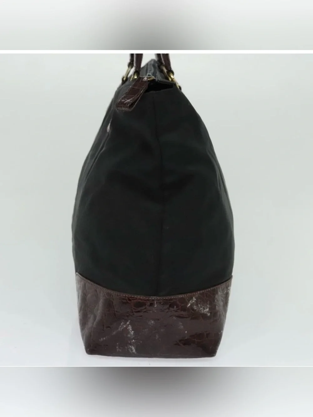 👜 PRADA Nylon Black Brown handbag Authentic Zip Fall Winter